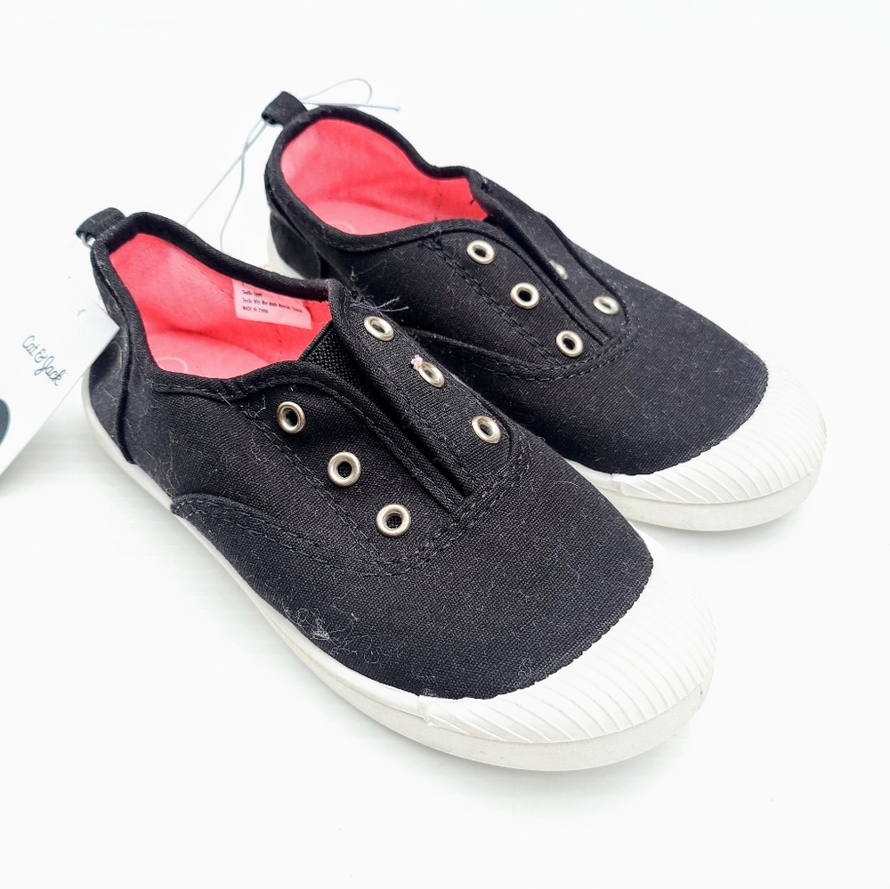 CAT & JACK kids black slip on no tie sneakers Size 1